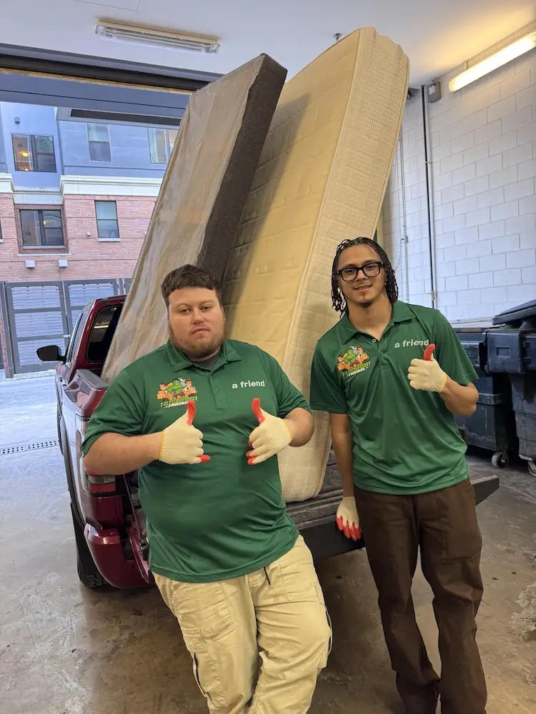 Hulk and friends junk removal hauling away old mattress