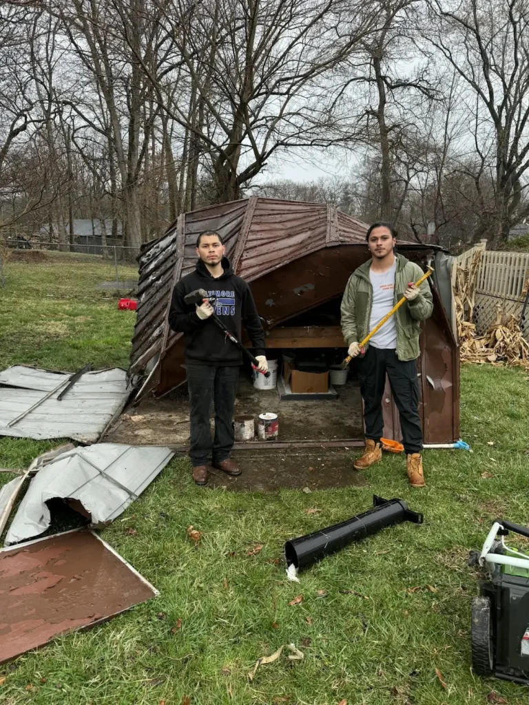 Roll off dumpster rental on driveway